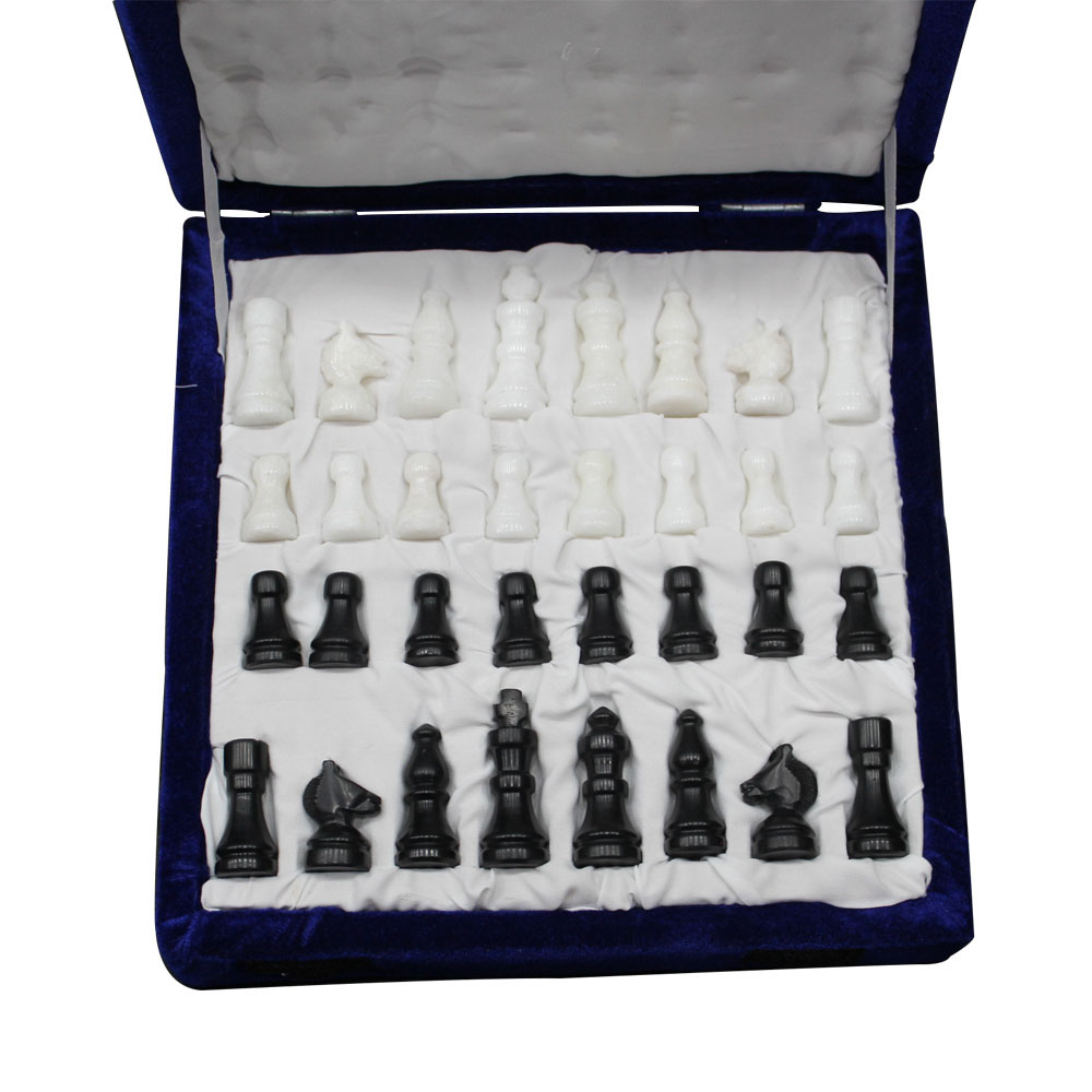 Marble Cottage Chess Board in Pink Marble with Metal Pieces Indian